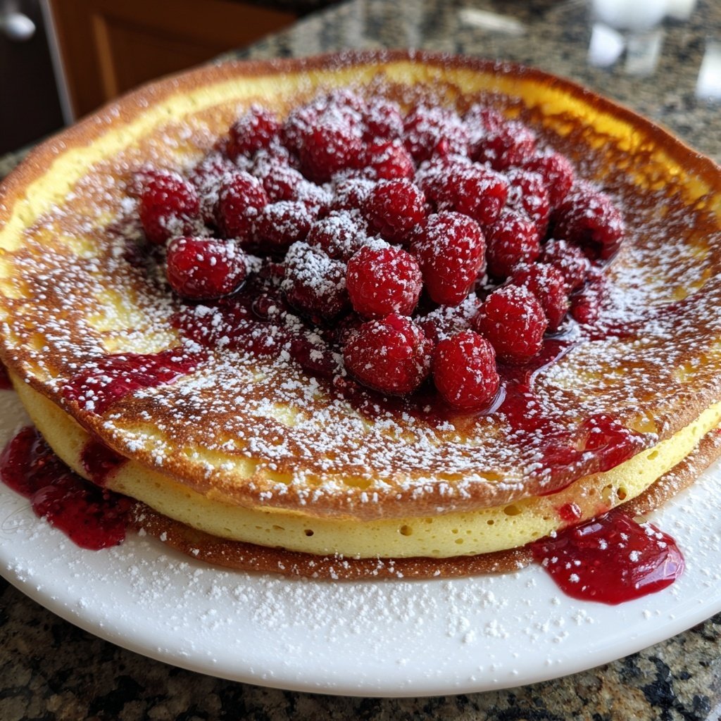 Pfannkuchen mit Himbeeren