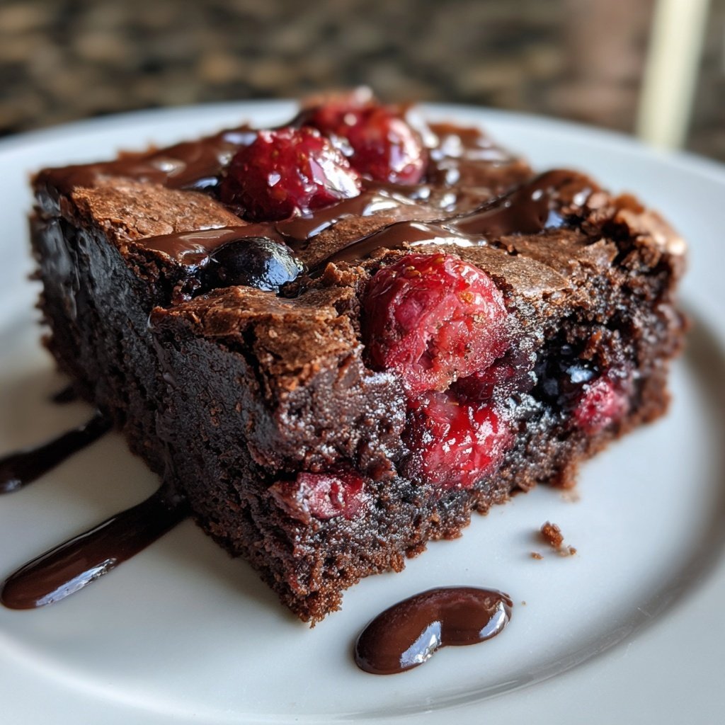 Herzförmiger Brownie mit Beeren