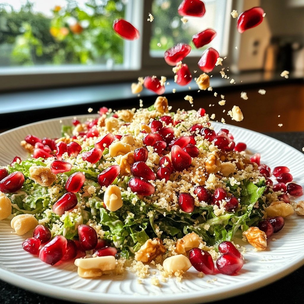 Grünkohlsalat mit Granatapfel und Walnüssen