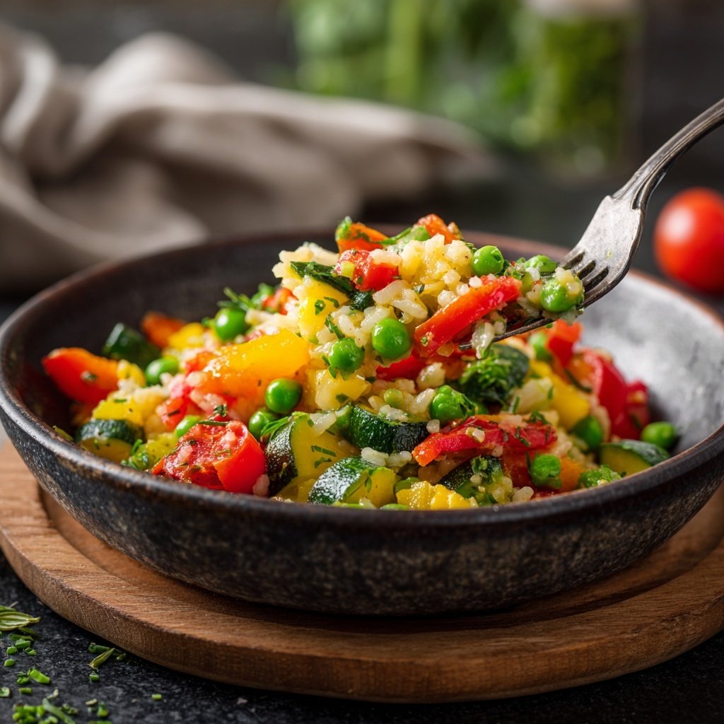 Vegetarische Gemüse Reispfanne