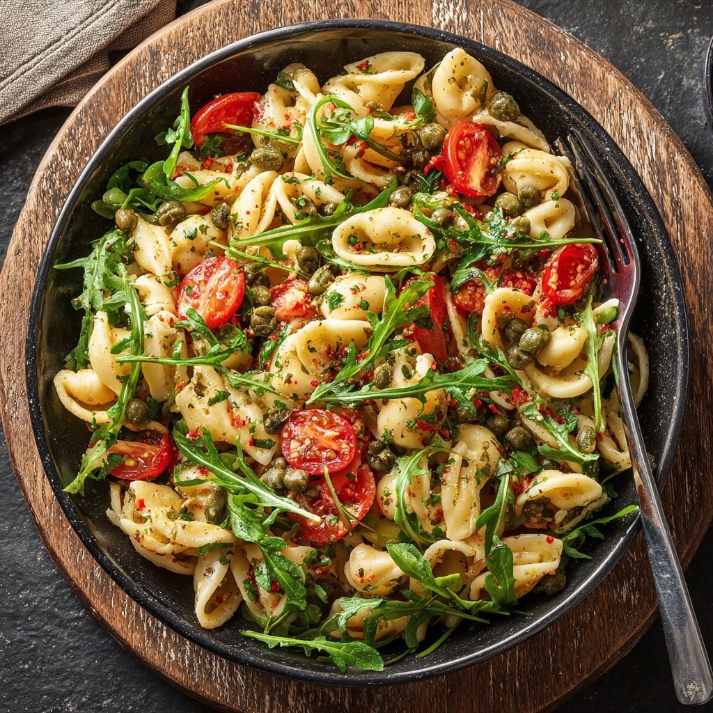 Mediterraner Nudelsalat Mit Kapern