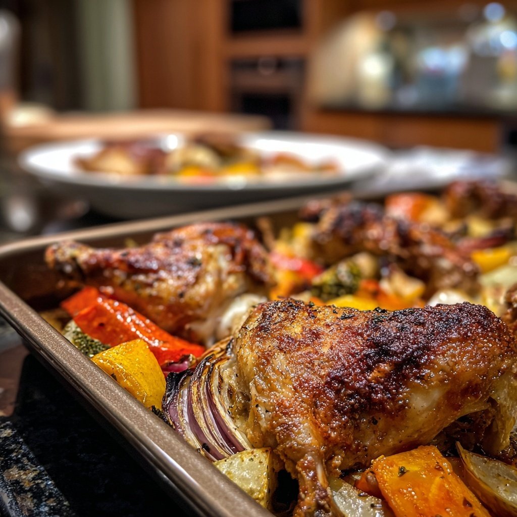 Hähnchen Gemüse Blech Aus Dem Ofen